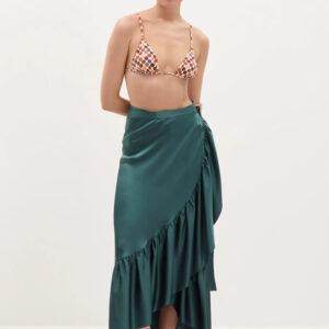 Teal Silk Satin Skirt - 180