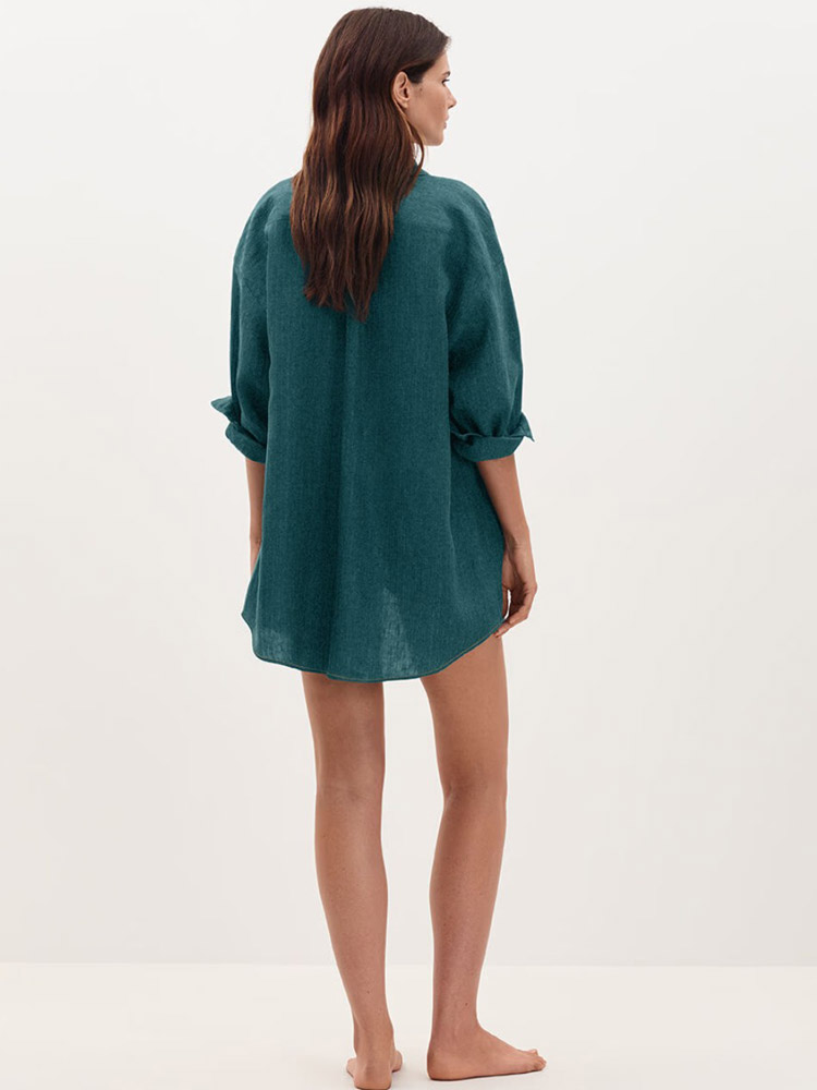 Teal Linen Shirt - 178 - Image 2