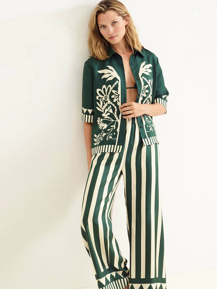 Green Printed Trousers - 148