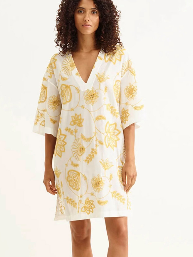 Yellow & White Cover-up - 153